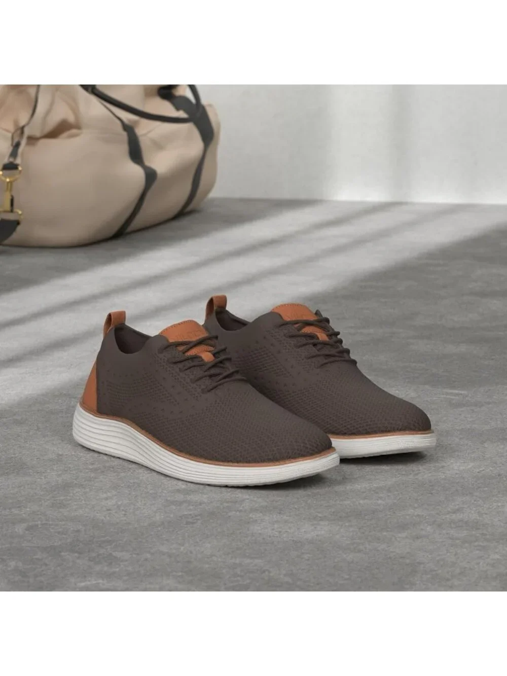 VILOCY Men's Brown Ethylene Vinyl Acetate Casual Breathable Comfortable Sneakers